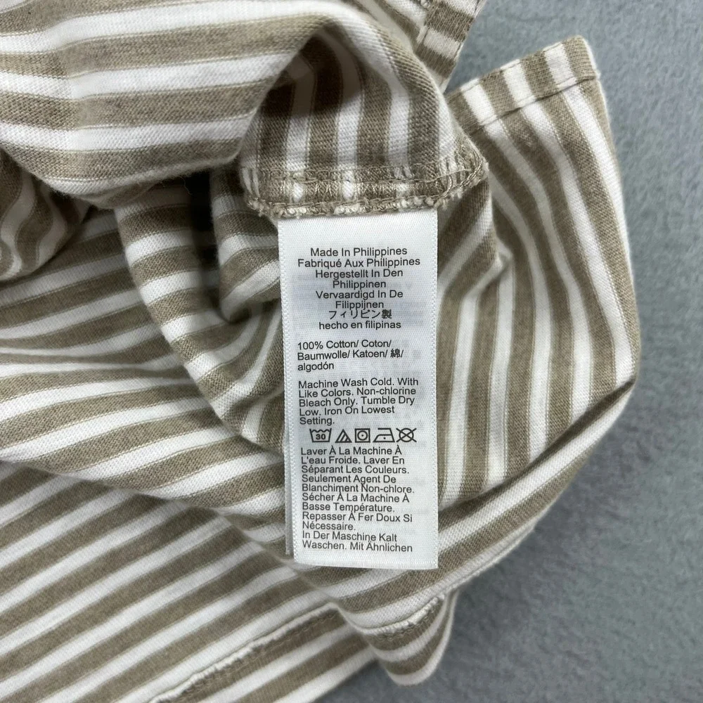 J.Crew Mens XL Slub Cotton Striped Polo Shirt Tan White‎ Short Sleeve Pocket